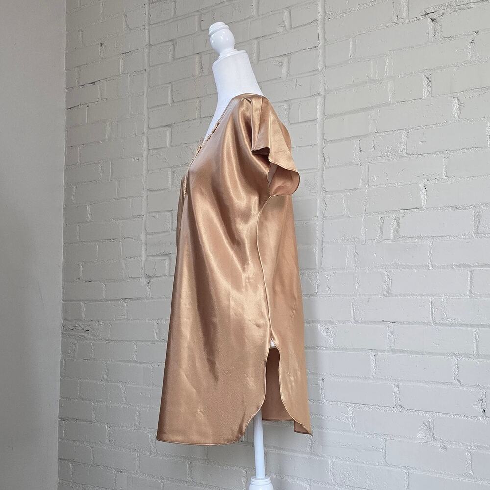Vintage Gold Satin Nightgown w/ Lace Trim┃Small┃California Dynasty Made in USA - Picture 2 of 11